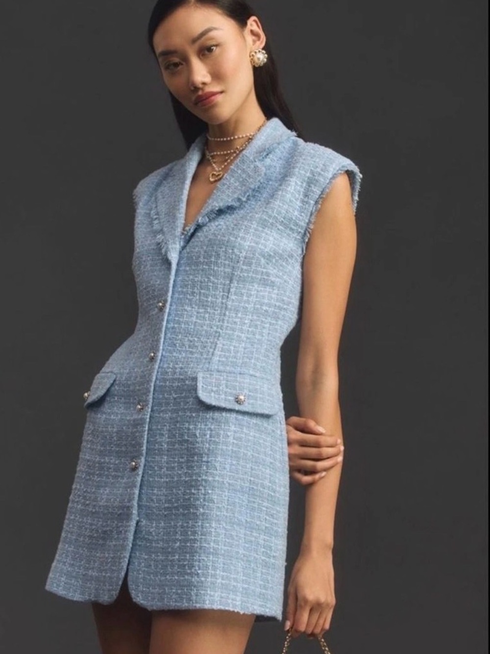 NWT Maeve Sleeveless Tweed Blazer Mini Dress